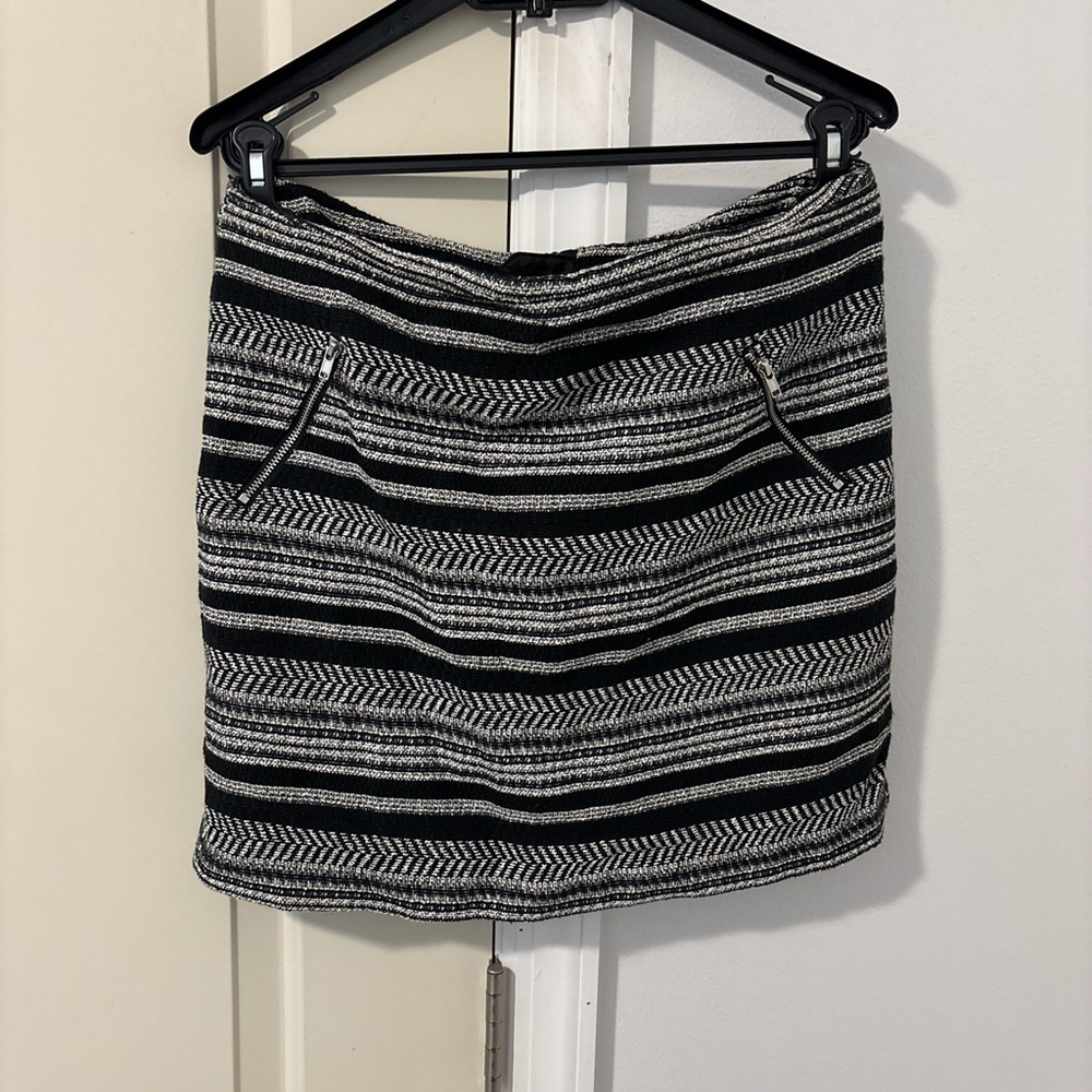 H&M Black and White Striped Mini Skirt